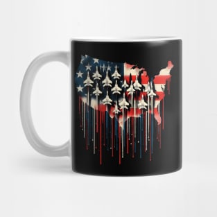 Fighter Jet Airplane American Flag USA Map 4th Of July Mug